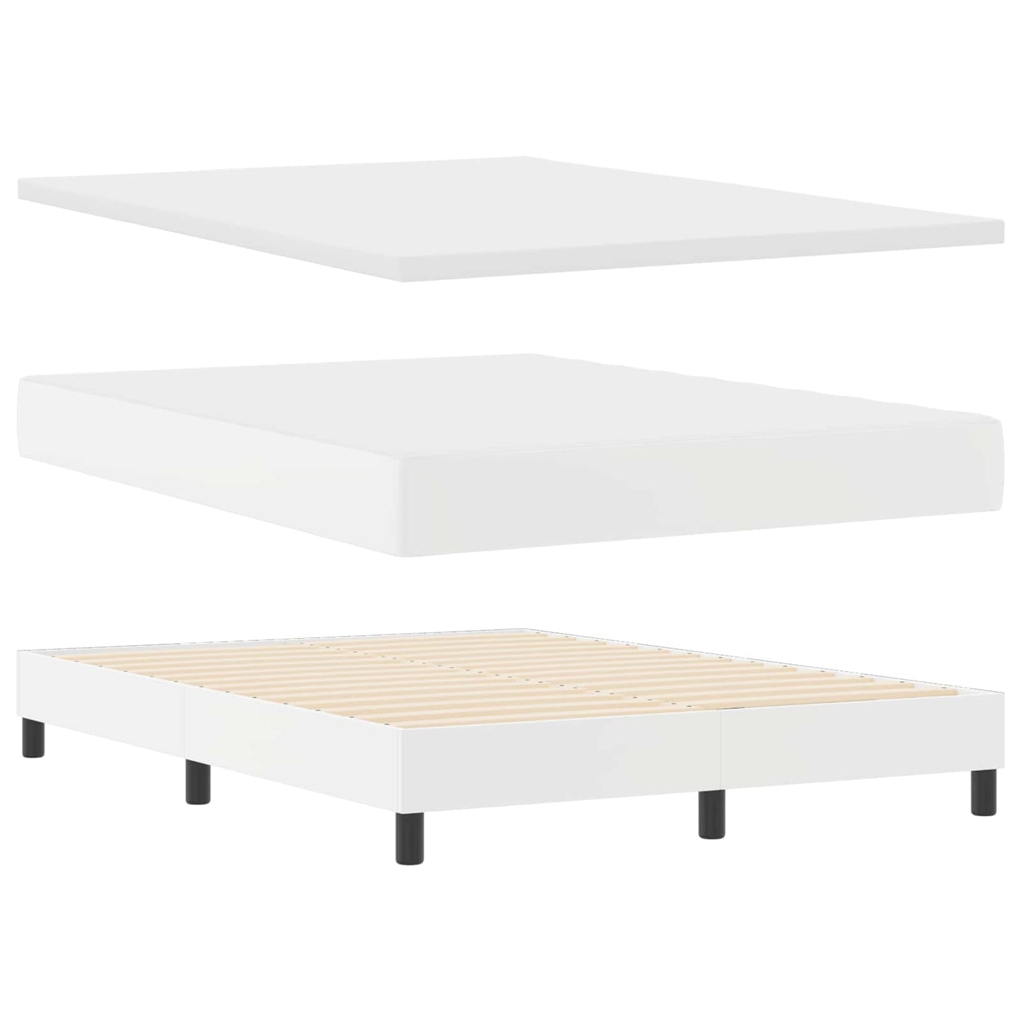 Box spring seng med madras Hvid 140 x 200 cm Kunstlæder