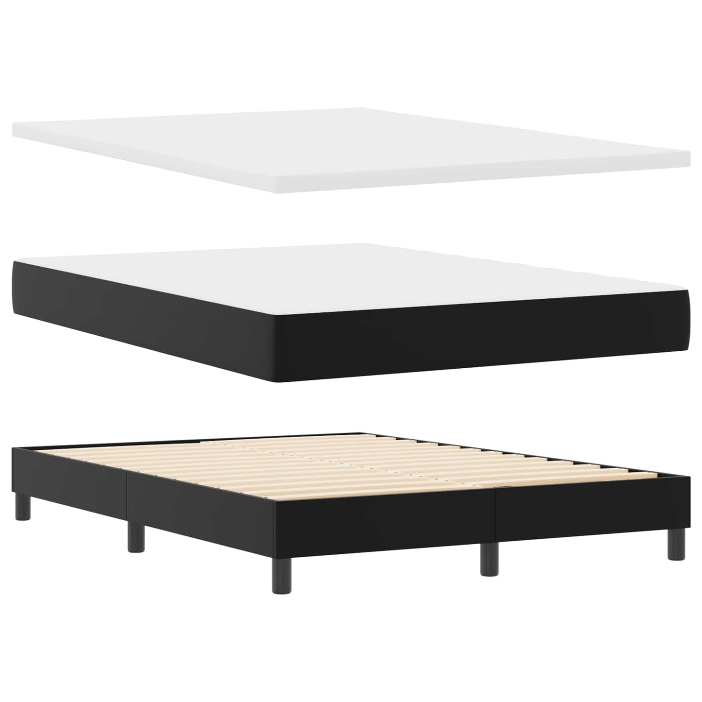 Box spring seng med madras Sort 160 x 200 cm Kunstlæder
