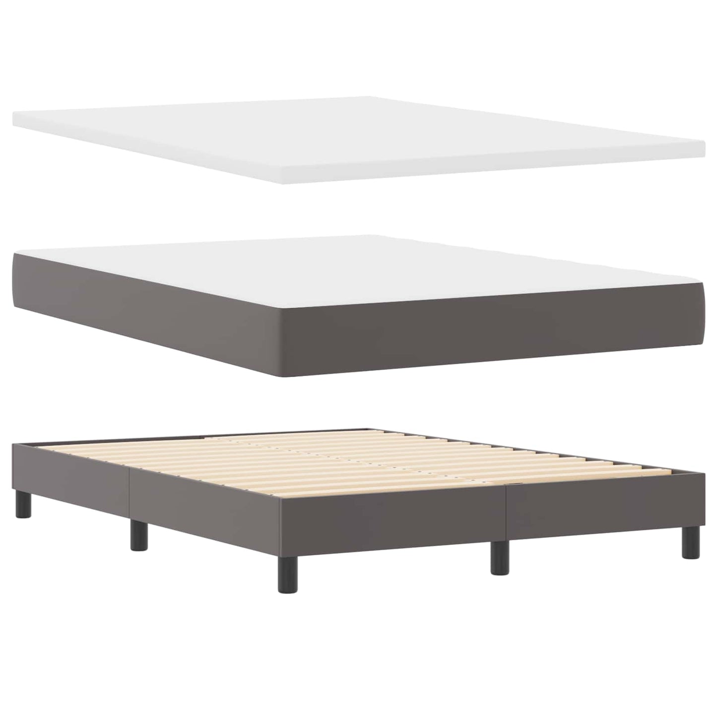 Box spring seng med madras Grå 160 x 200 cm Kunstlæder