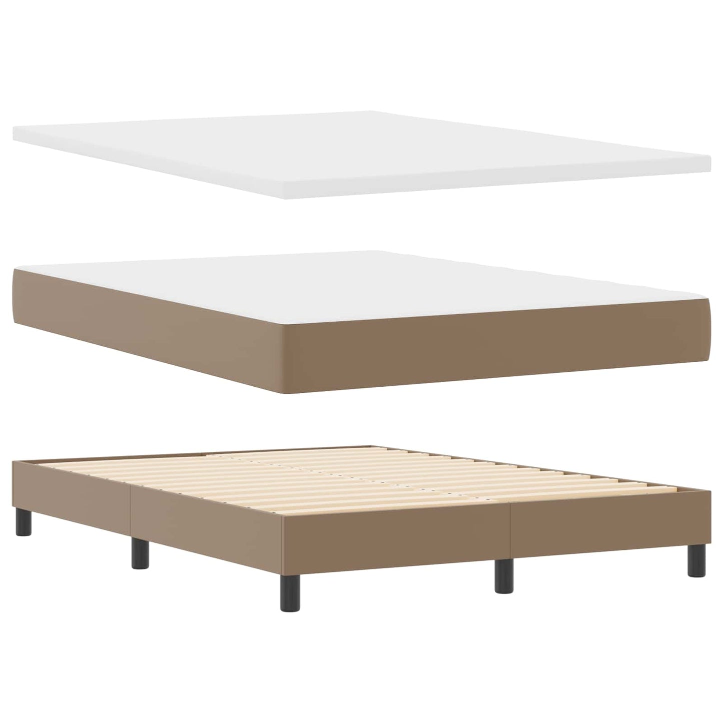 Box spring seng med madras Cappuccino 160 x 200 cm Kunstlæder