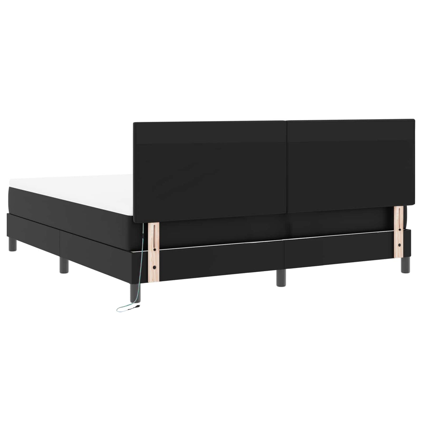 Box spring seng med hovedgærde Sort 180 x 200 cm Kunstlæder