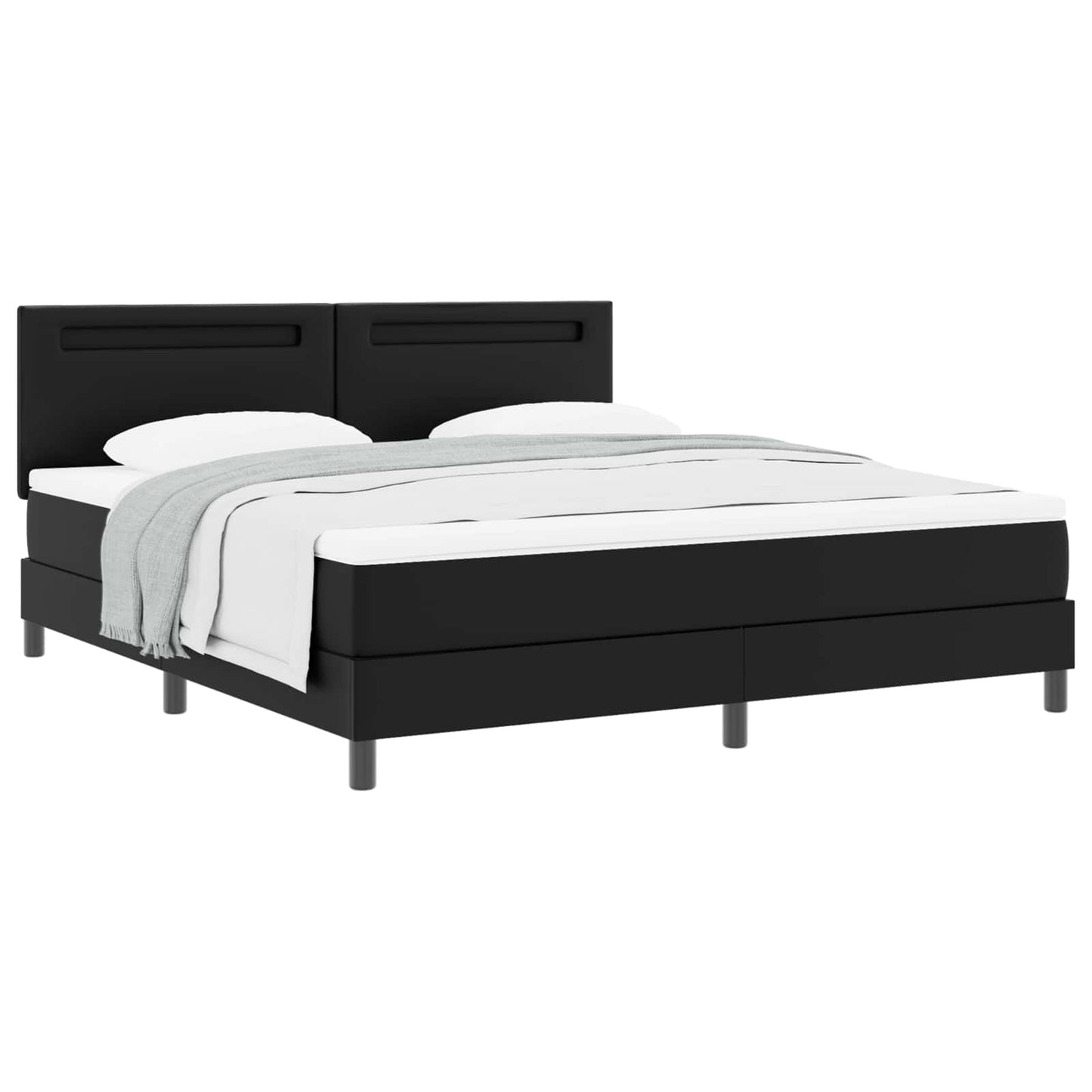 Box spring seng med hovedgærde Sort 180 x 200 cm Kunstlæder