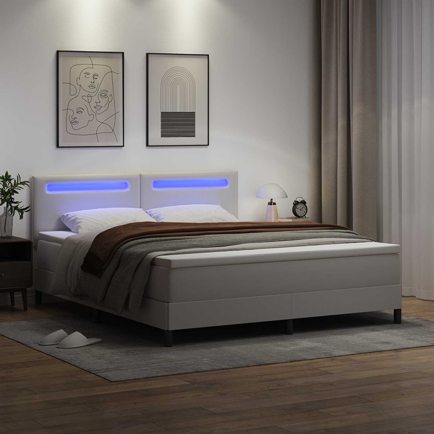 Box spring seng med madras Hvid 180 x 200 cm Kunstlæder