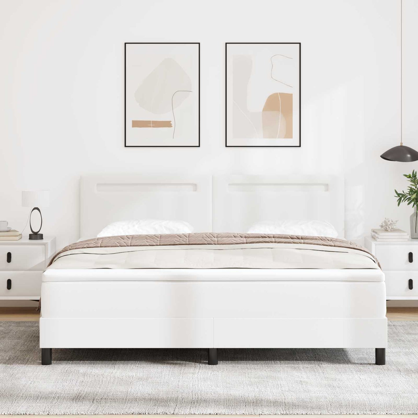 Box spring seng med madras Hvid 180 x 200 cm Kunstlæder
