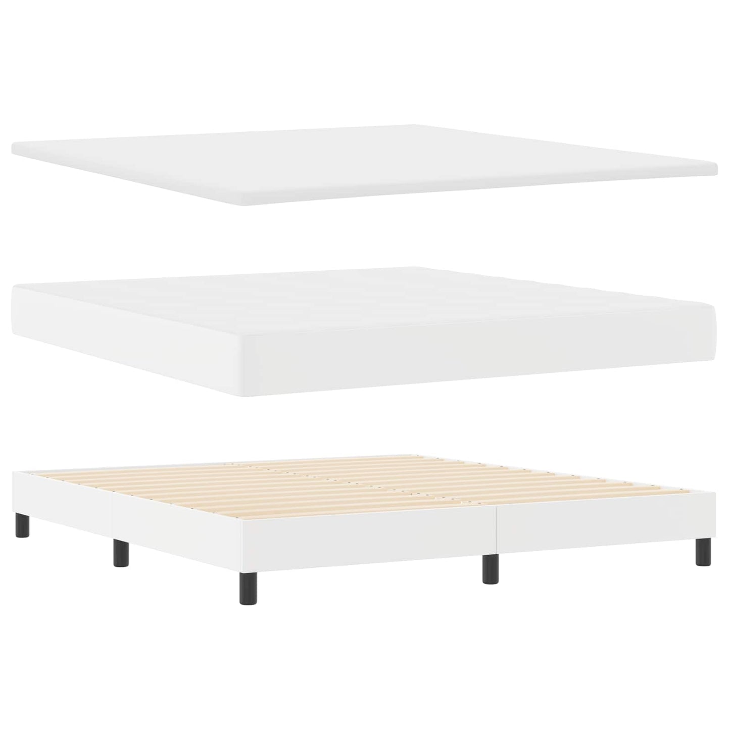 Box spring seng med madras Hvid 180 x 200 cm Kunstlæder