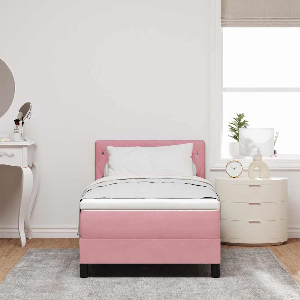 Box spring seng med madras Lyserød 100 x 200 cm Fløjl