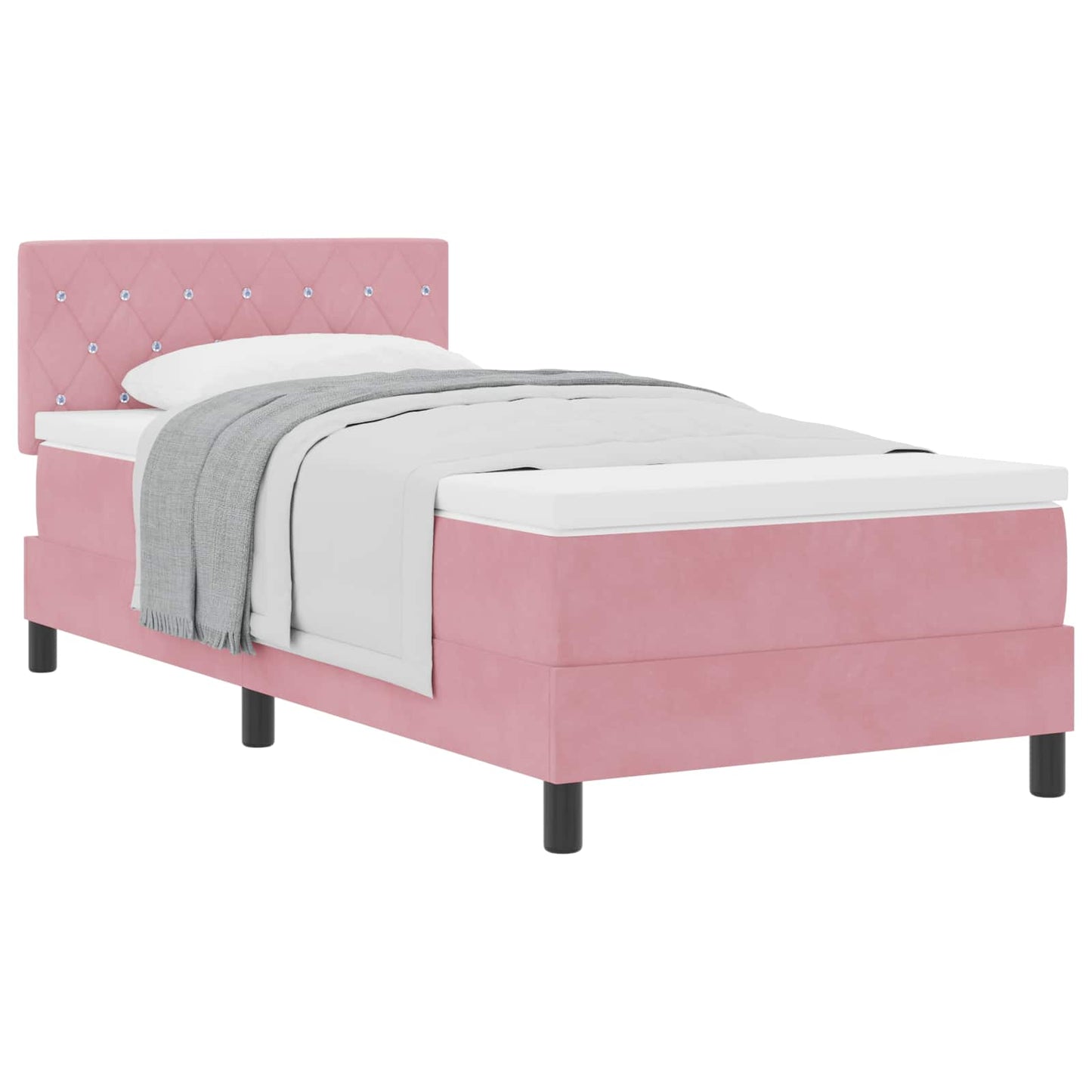 Box spring seng med madras Lyserød 100 x 200 cm Fløjl