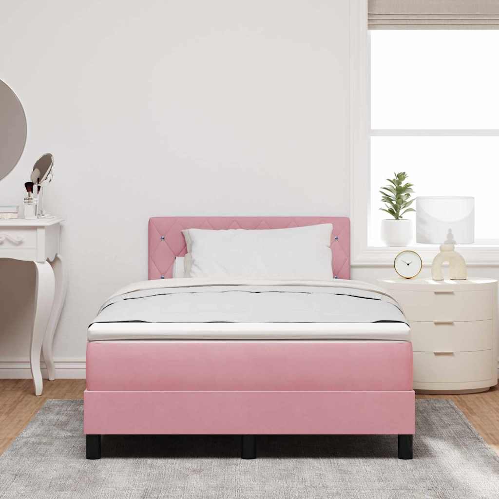 Box spring seng med madras Lyserød 120 x 190 cm Fløjl
