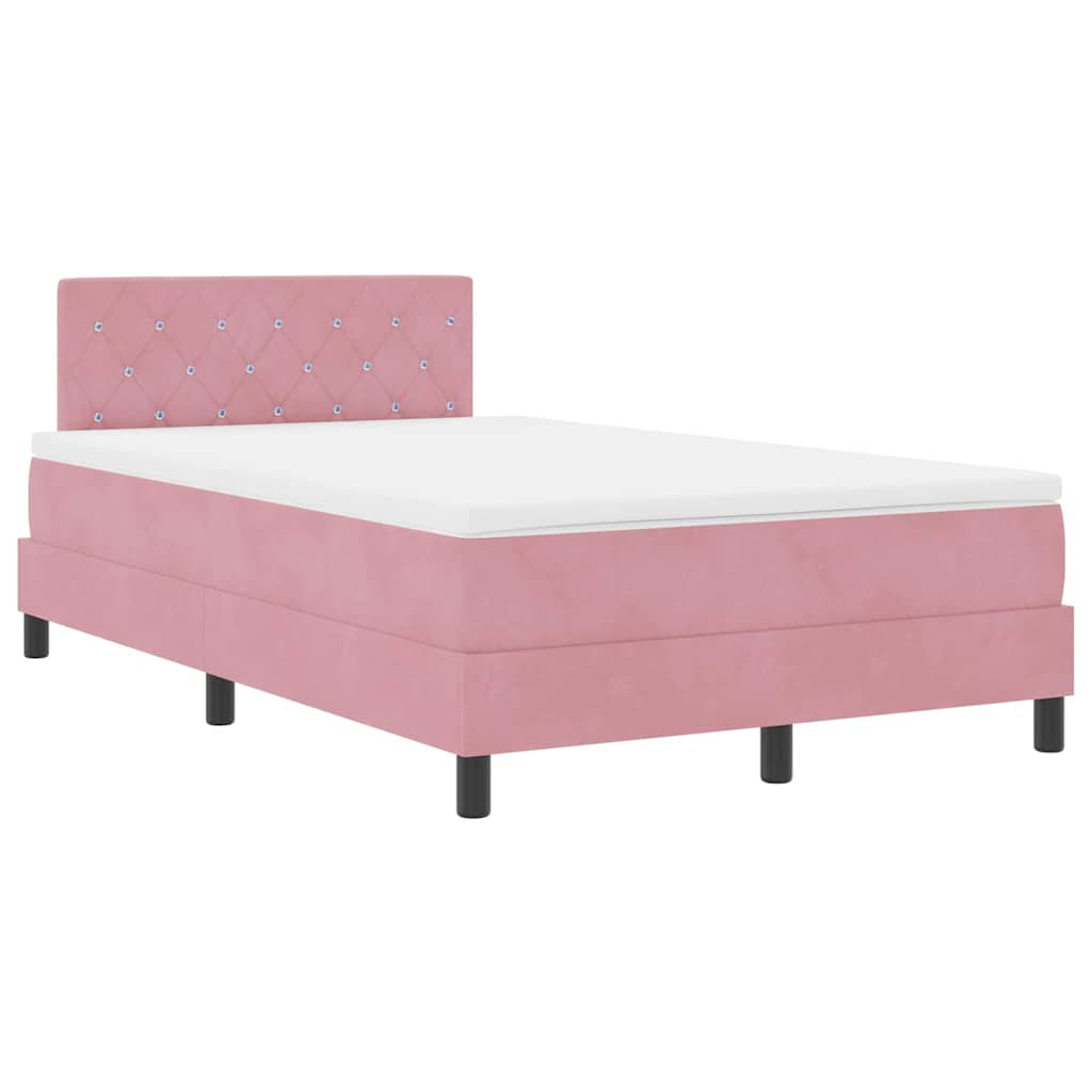 Box spring seng med madras Lyserød 120 x 190 cm Fløjl