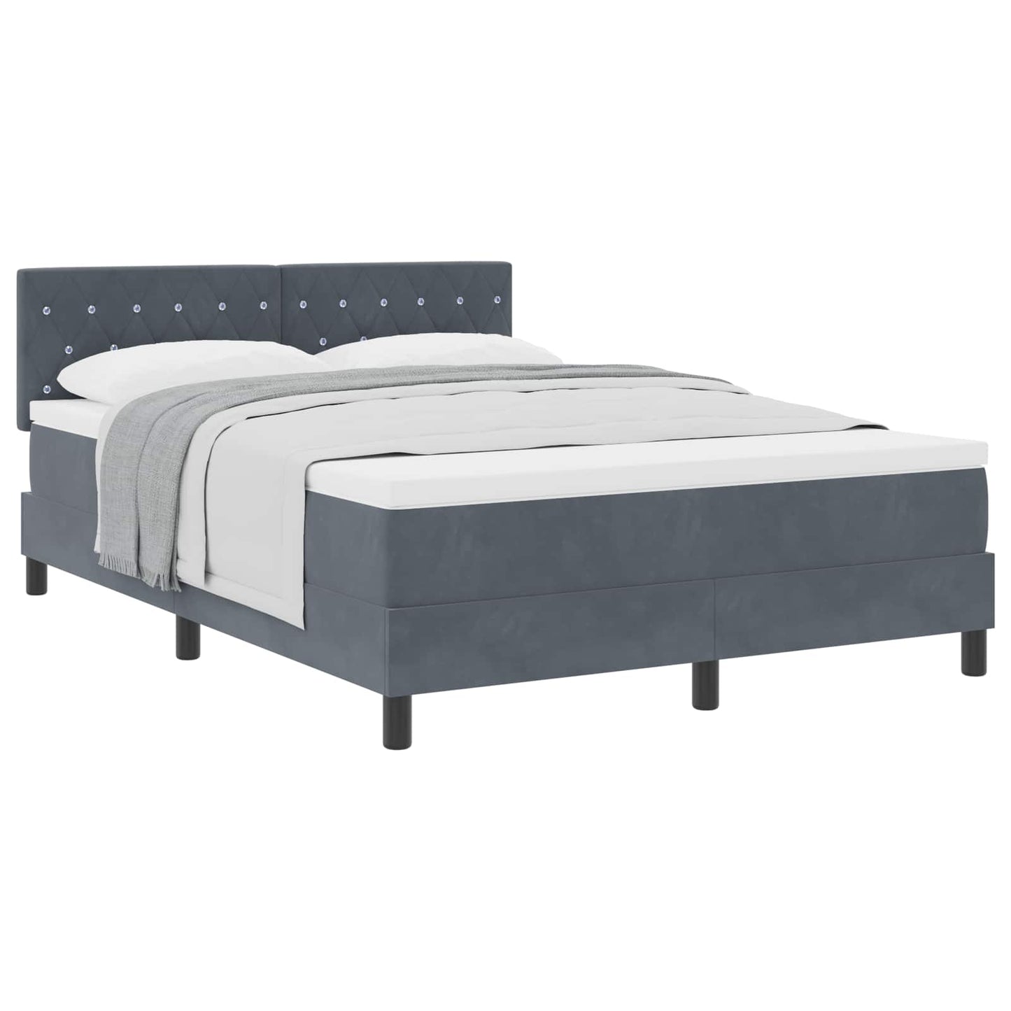 Box spring seng med madras Mørkegrå 140 x 200 cm Fløjl