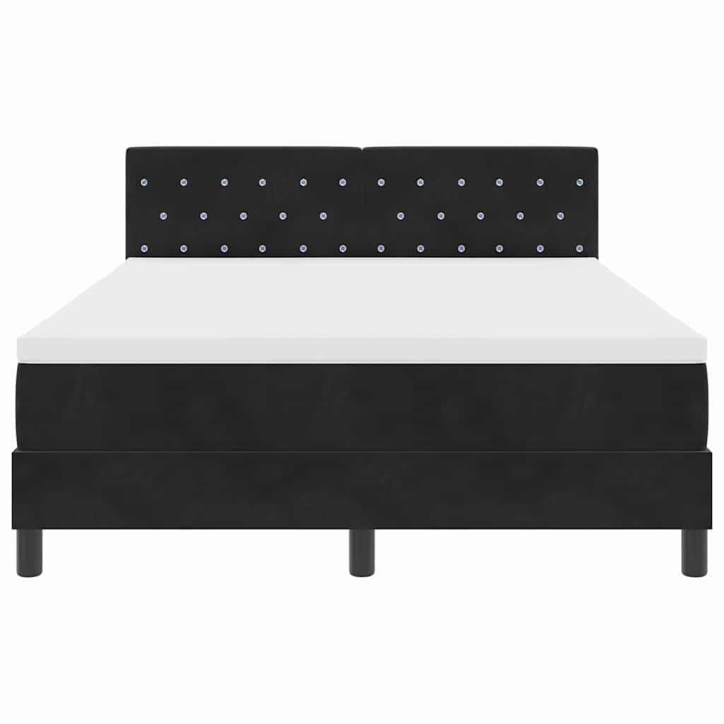 Box spring seng med madras Sort 160 x 200 cm Fløjl
