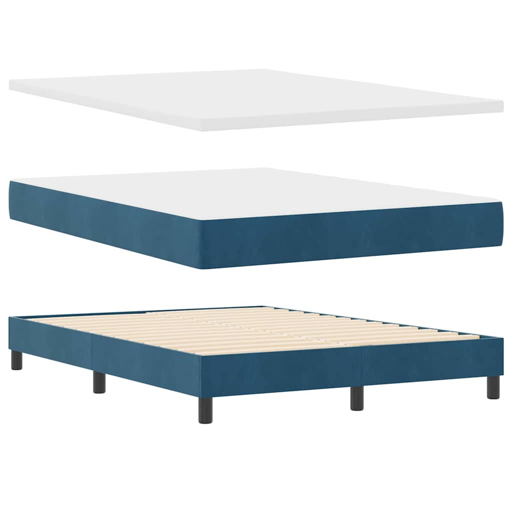 Box spring seng med madras Mørk blå 160 x 200 cm Fløjl