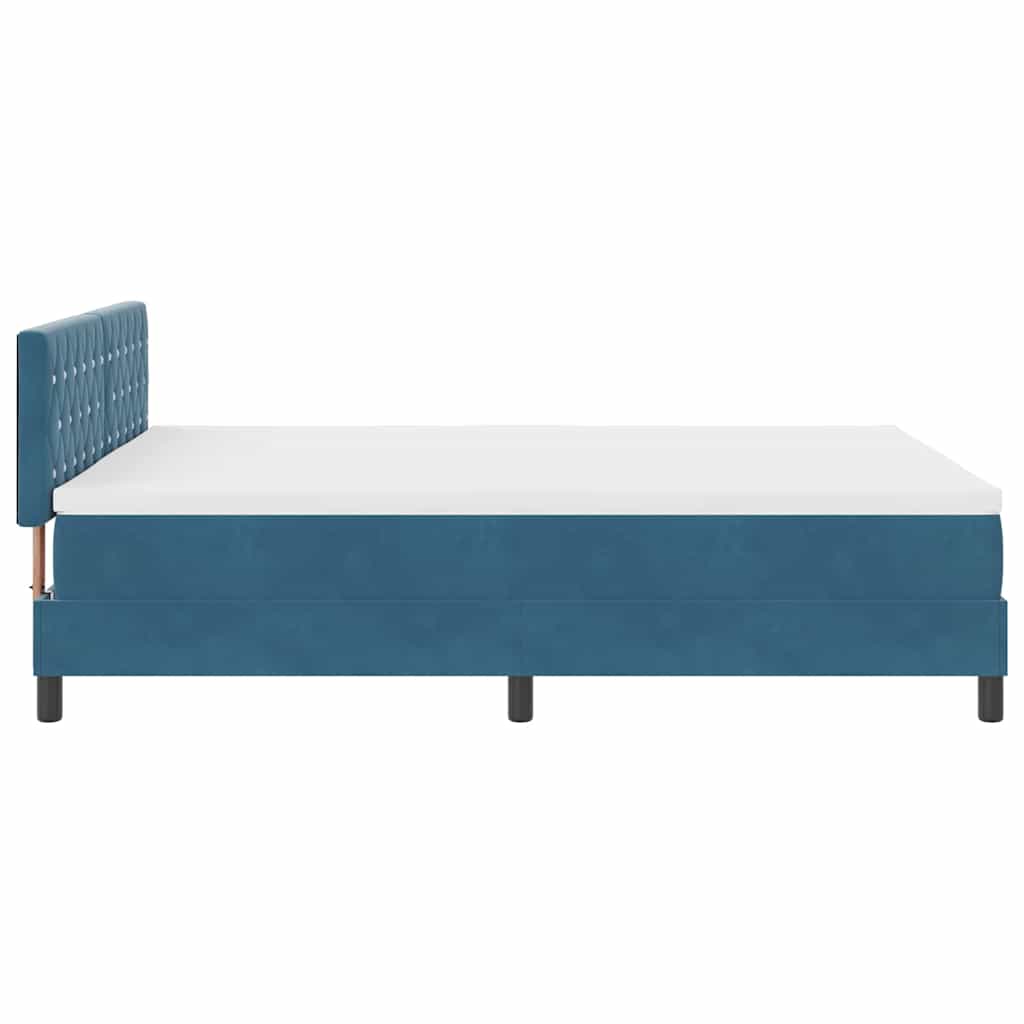 Box spring seng med madras Mørk blå 160 x 200 cm Fløjl