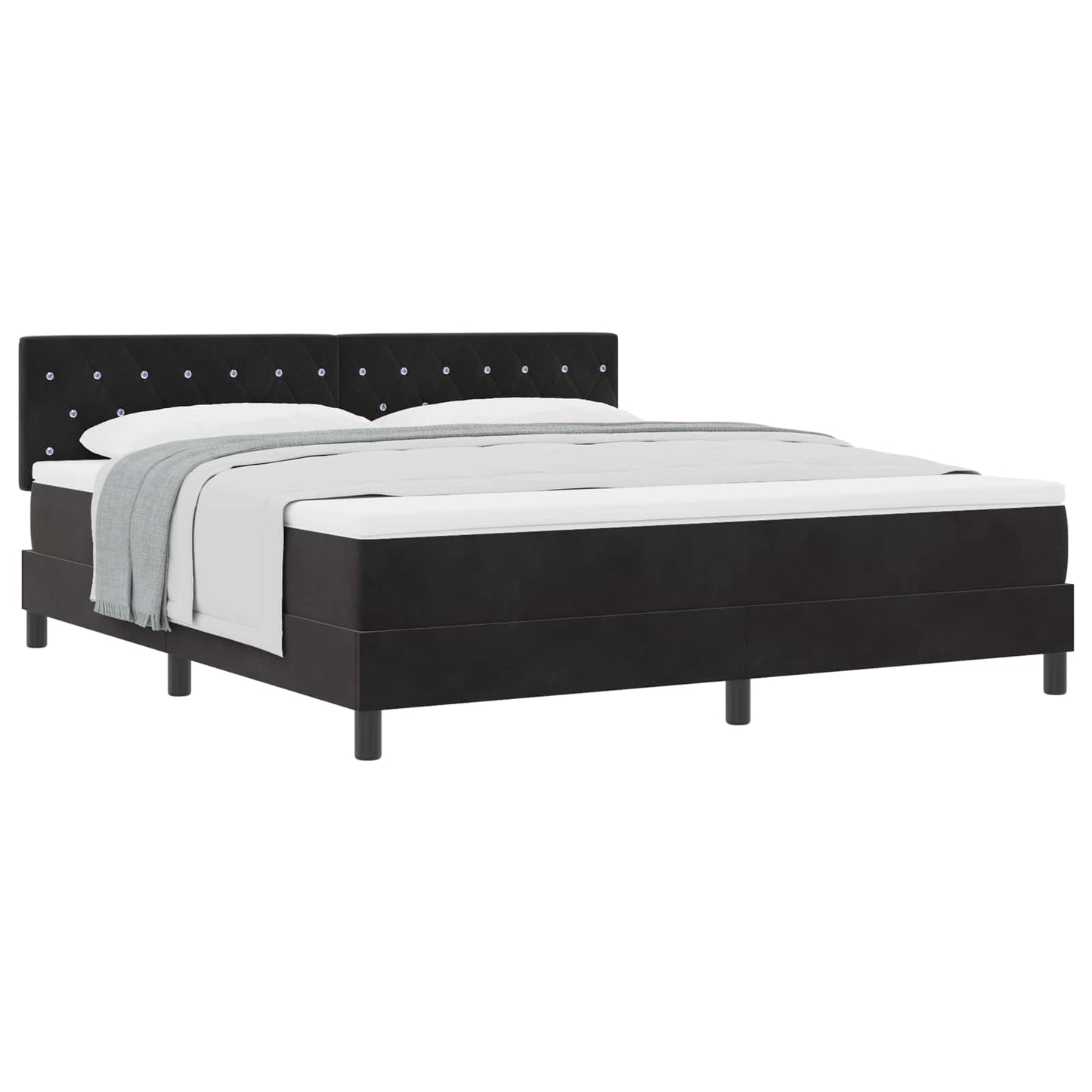 Box spring seng med madras Sort 180 x 200 cm Fløjl