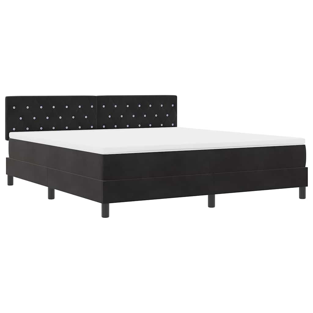 Box spring seng med madras Sort 180 x 200 cm Fløjl