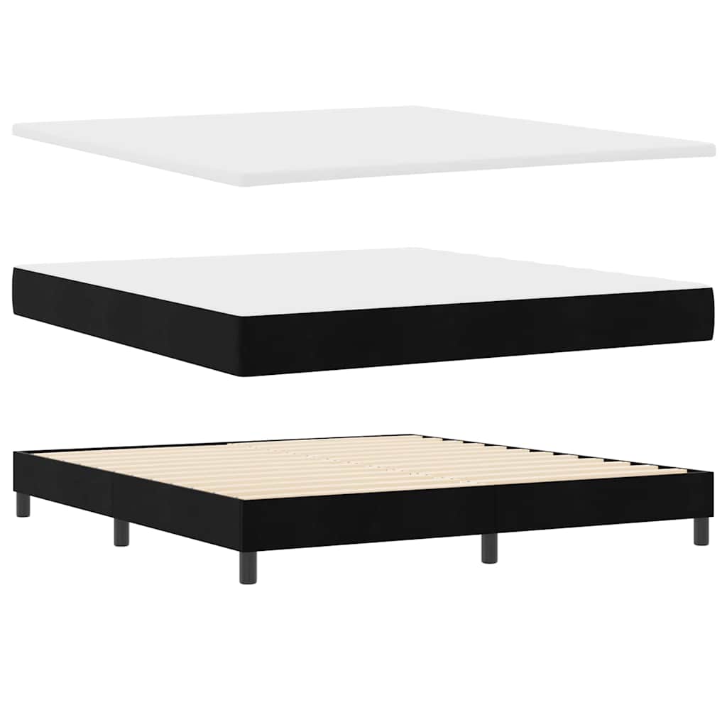 Box spring seng med madras Sort 180 x 200 cm Fløjl
