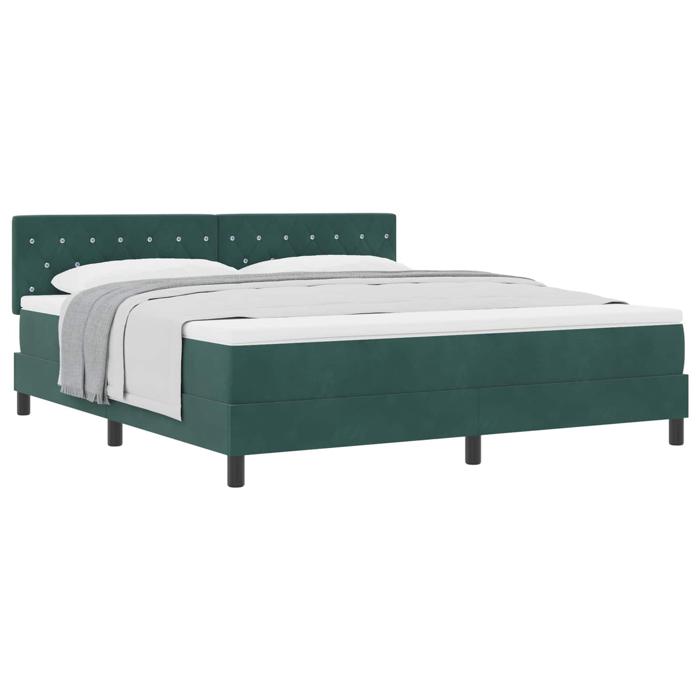 Box spring seng med madras Mørkegrøn 180 x 200 cm Fløjl