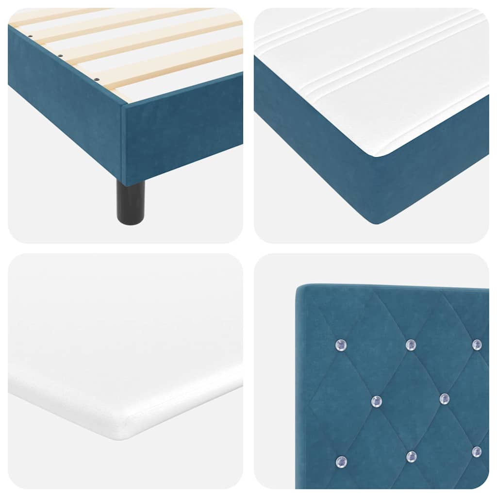 Box spring seng med madras Mørk blå 180 x 200 cm Fløjl