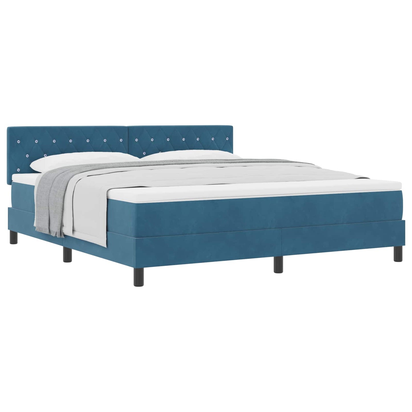 Box spring seng med madras Mørk blå 180 x 200 cm Fløjl