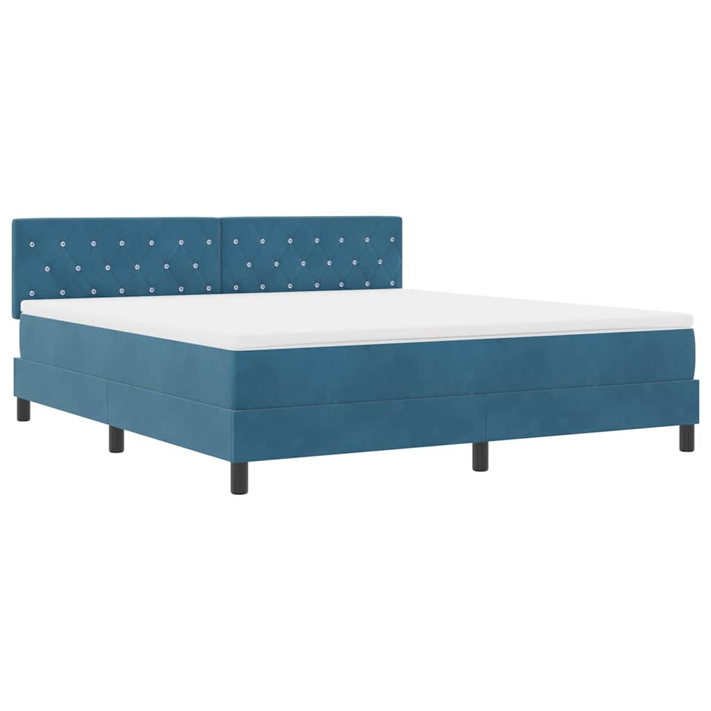 Box spring seng med madras Mørk blå 180 x 200 cm Fløjl