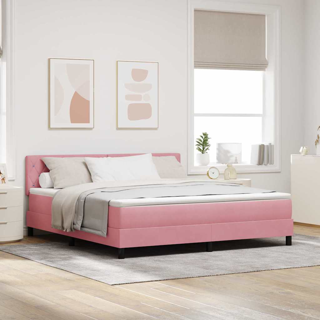 Box spring seng med hovedgærde Lyserød 180 x 200 cm Fløjl
