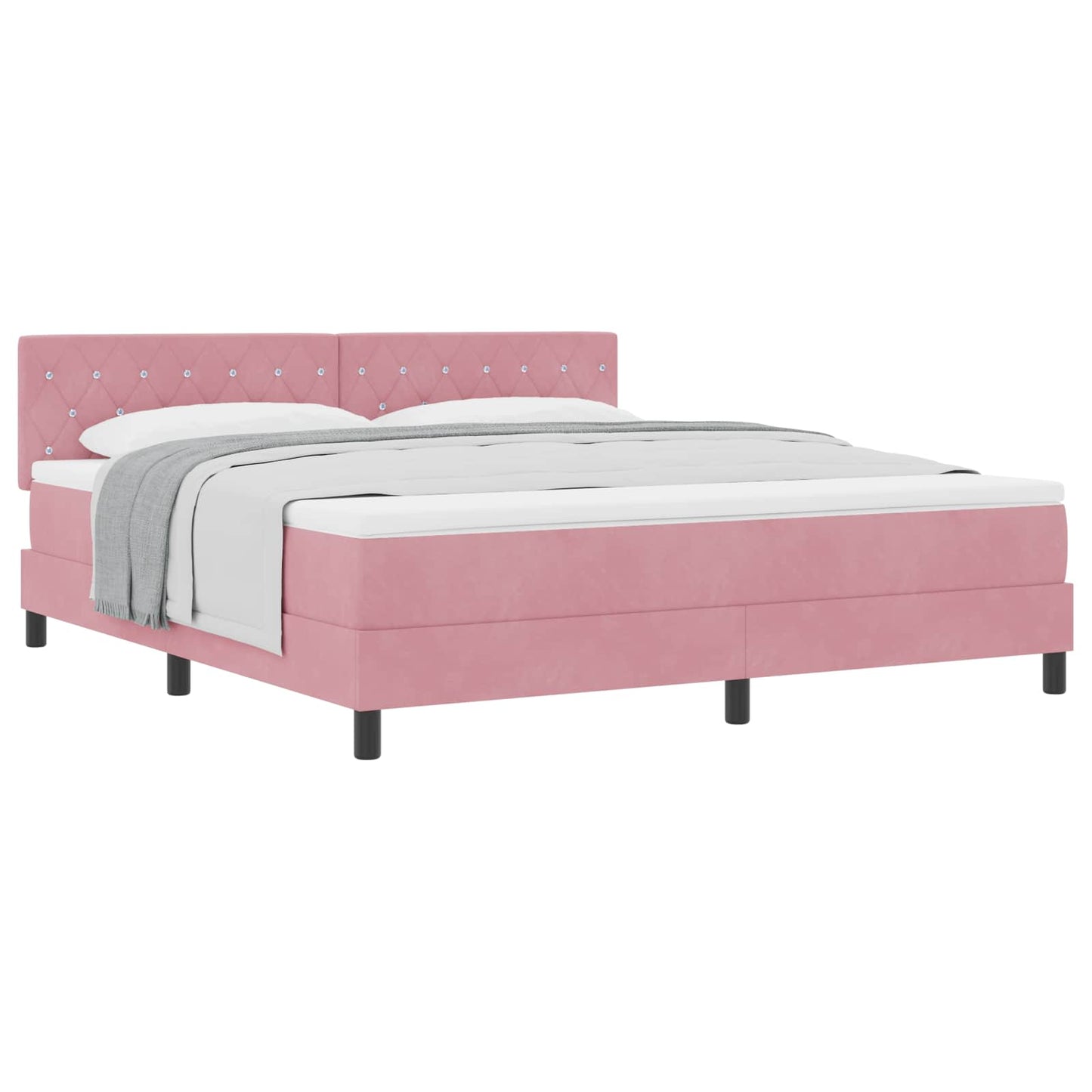 Box spring seng med hovedgærde Lyserød 180 x 200 cm Fløjl