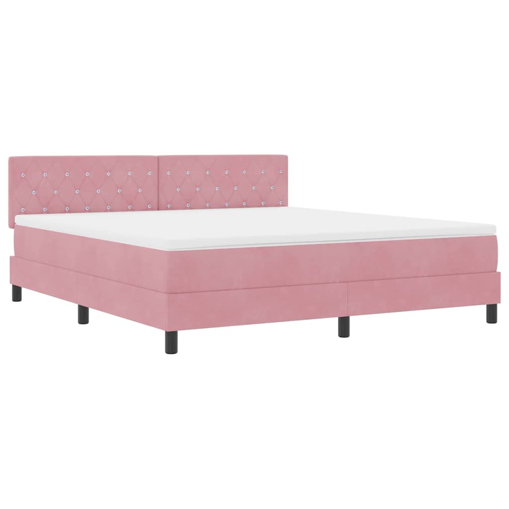 Box spring seng med hovedgærde Lyserød 180 x 200 cm Fløjl