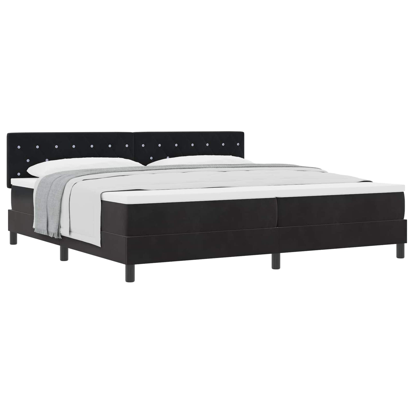 Box spring seng med madras Sort 200 x 200 cm Fløjl