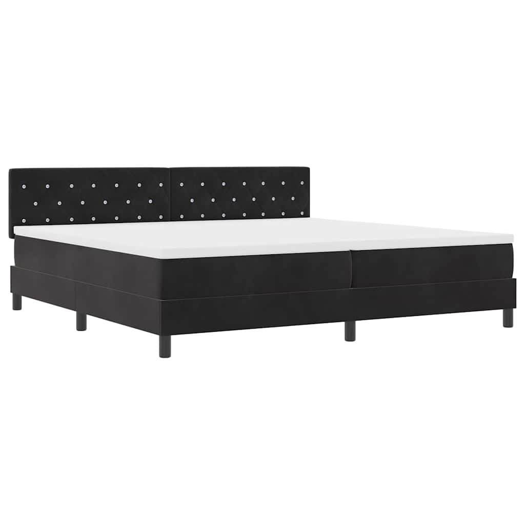 Box spring seng med madras Sort 200 x 200 cm Fløjl