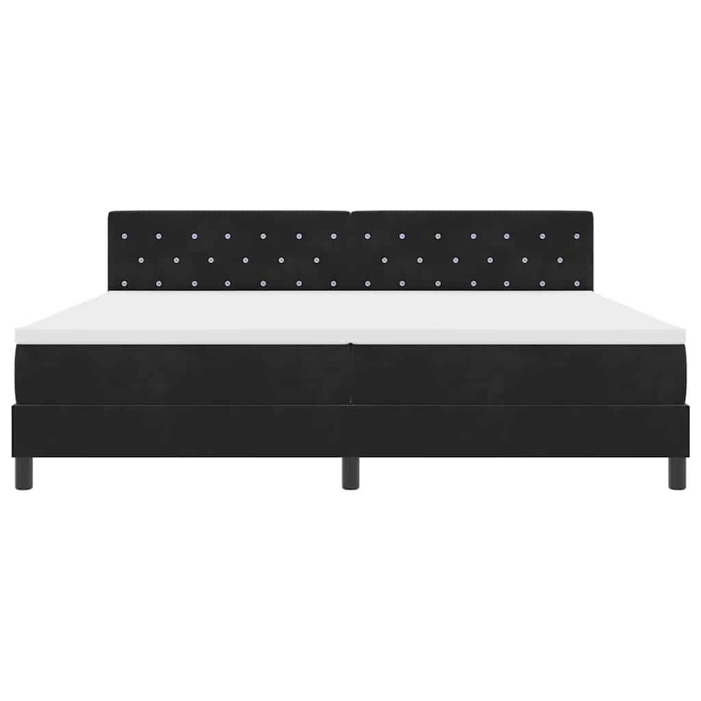 Box spring seng med madras Sort 200 x 200 cm Fløjl