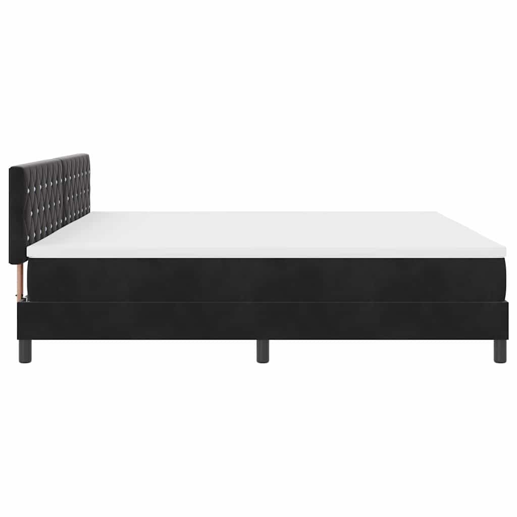 Box spring seng med madras Sort 200 x 200 cm Fløjl