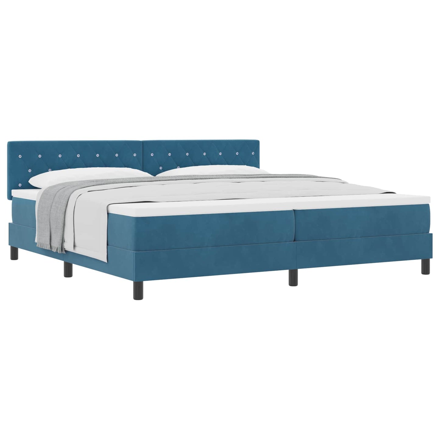 Box spring seng med madras Mørk blå 200 x 200 cm Fløjl
