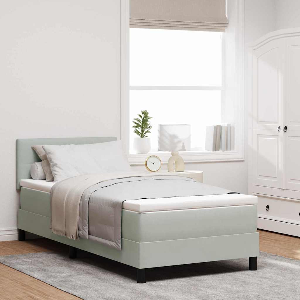 Box spring seng med hovedgærde Lysegrå 80 x 200 cm Fløjl
