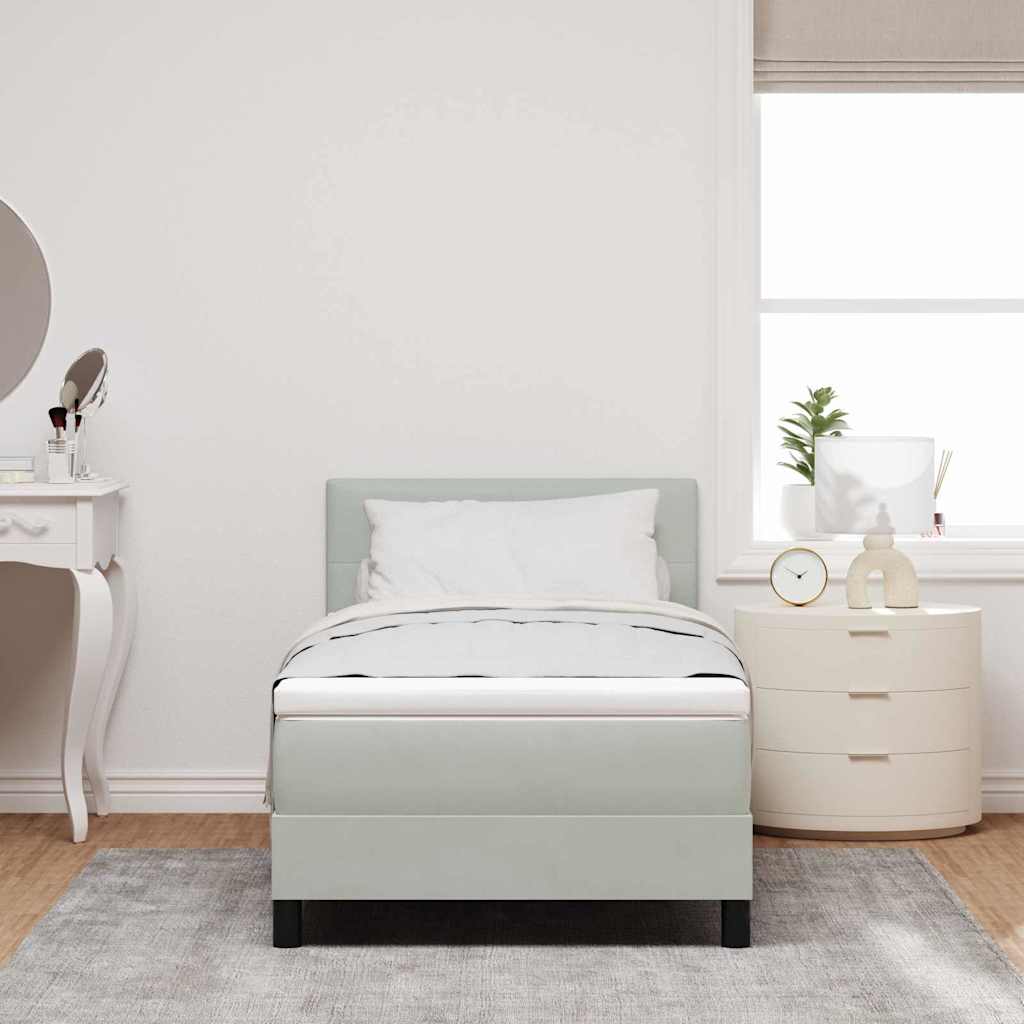 Box spring seng med hovedgærde Lysegrå 80 x 200 cm Fløjl