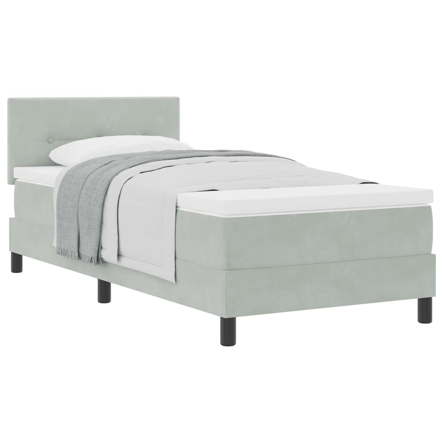 Box spring seng med hovedgærde Lysegrå 80 x 200 cm Fløjl