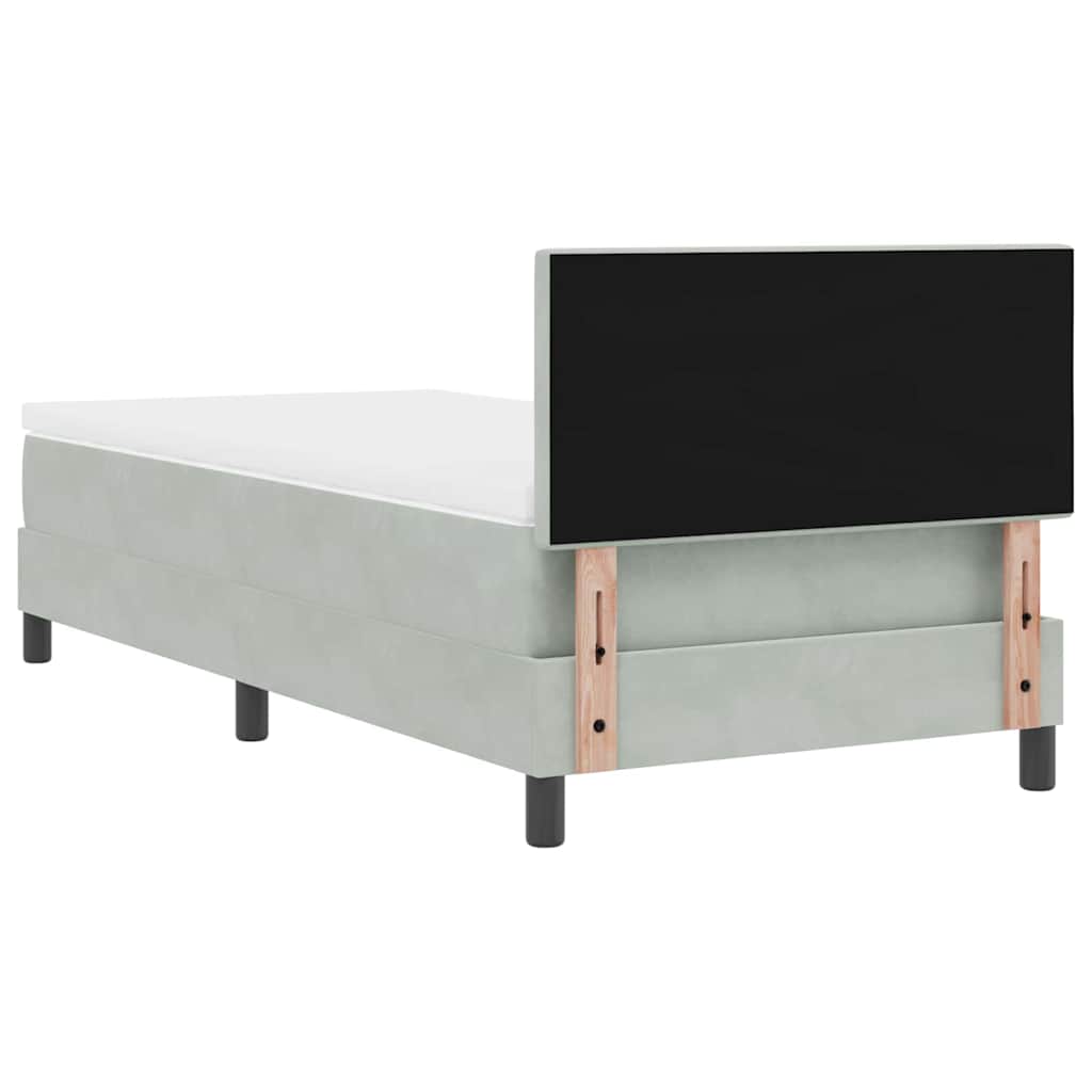 Box spring seng med hovedgærde Lysegrå 80 x 200 cm Fløjl