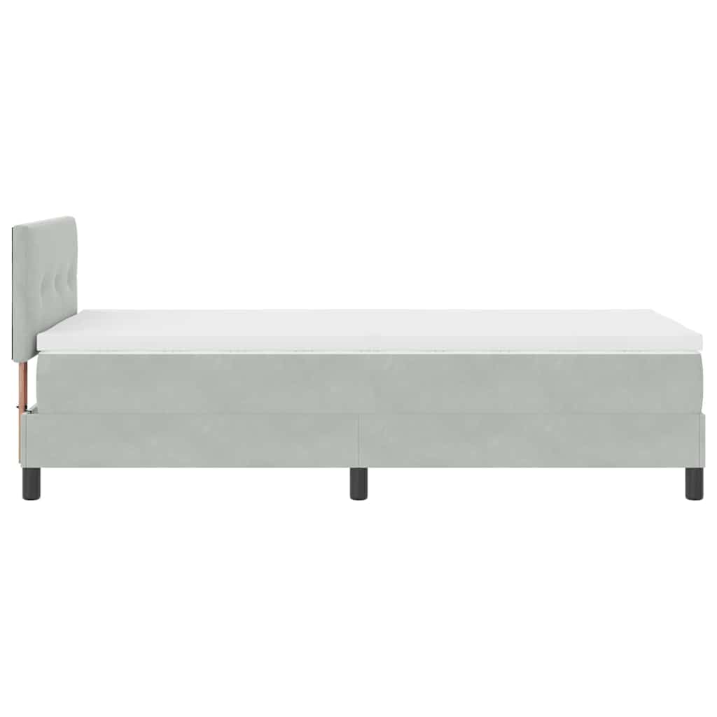 Box spring seng med hovedgærde Lysegrå 80 x 200 cm Fløjl
