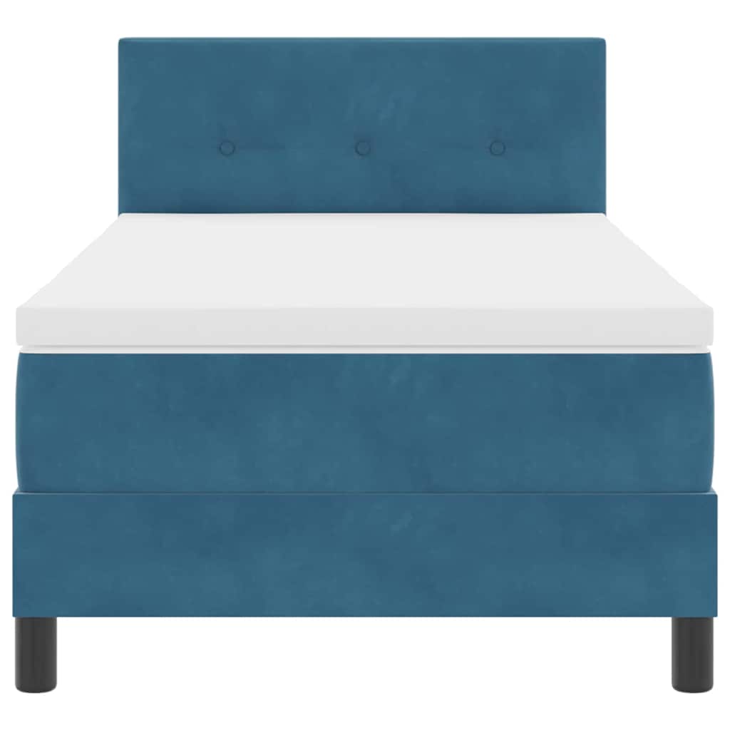 Box spring seng med hovedgærde Mørk blå 80 x 200 cm Fløjl