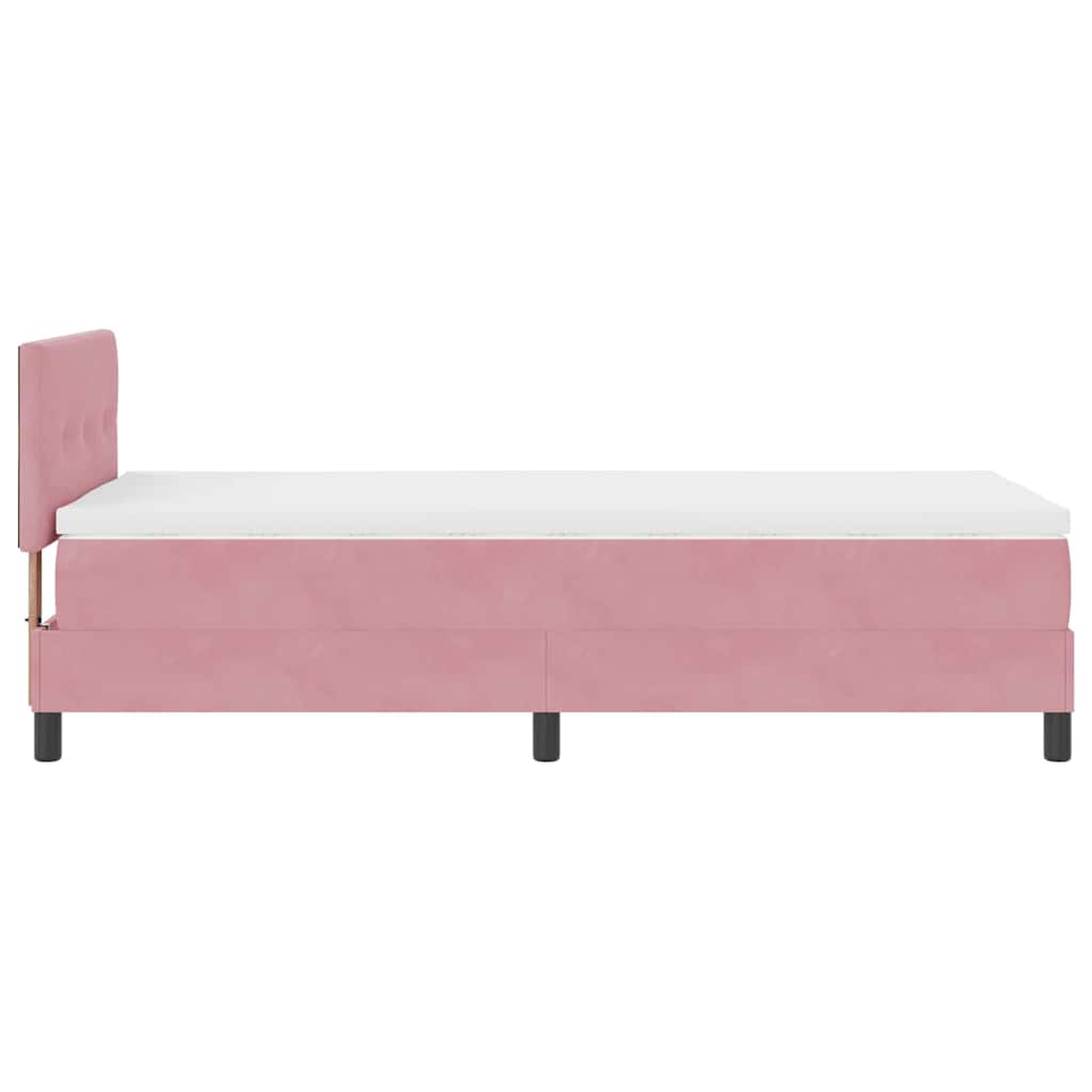 Box spring seng med hovedgærde Lyserød 80 x 200 cm Fløjl
