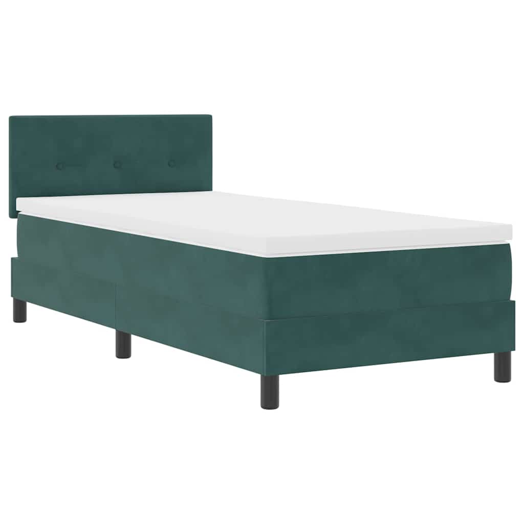 Box spring seng med hovedgærde Mørkegrøn 100 x 200 cm Fløjl