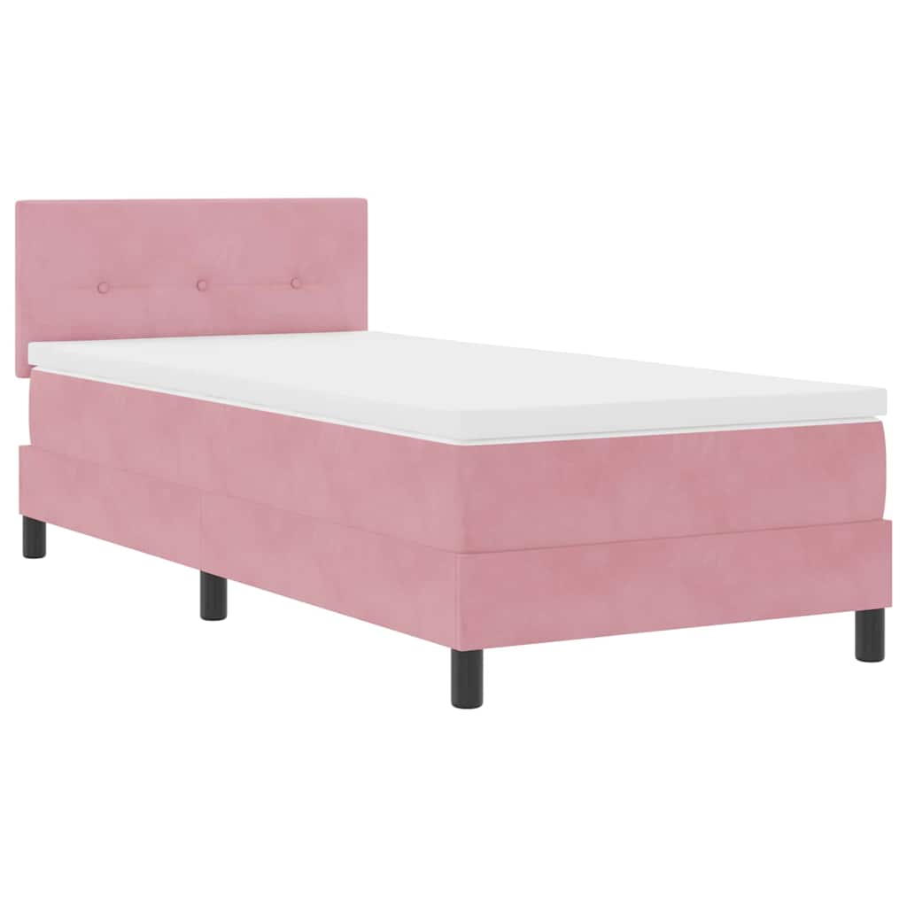 Box spring seng med hovedgærde Lyserød 100 x 200 cm Fløjl