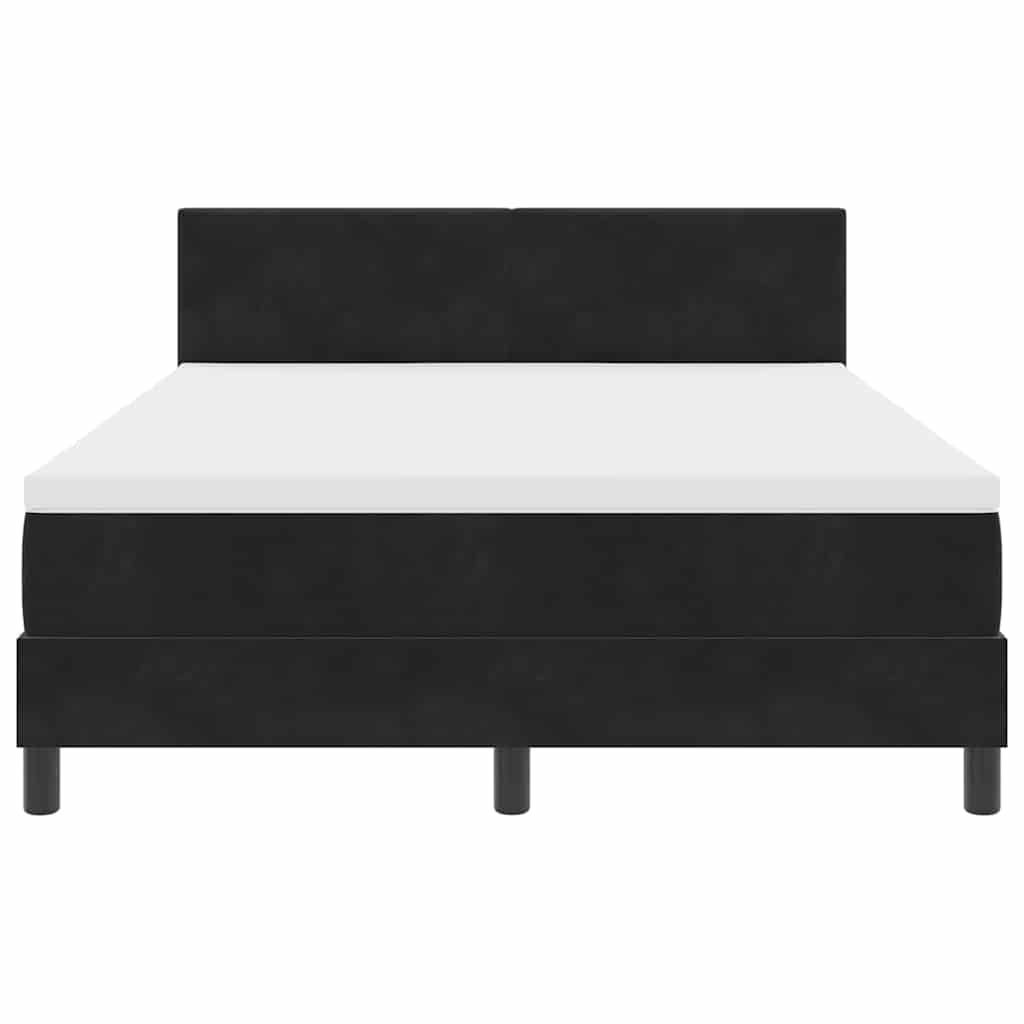 Box spring seng med hovedgærde Sort 160 x 200 cm Fløjl