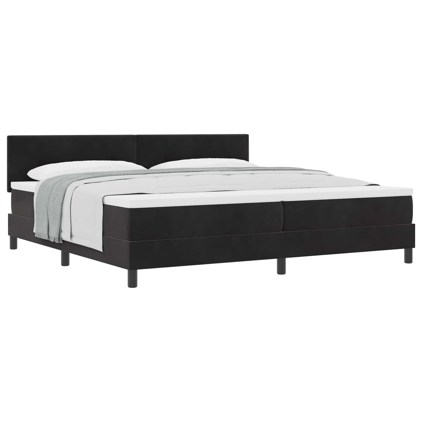 Box spring seng med hovedgærde Sort 200 x 200 cm Fløjl