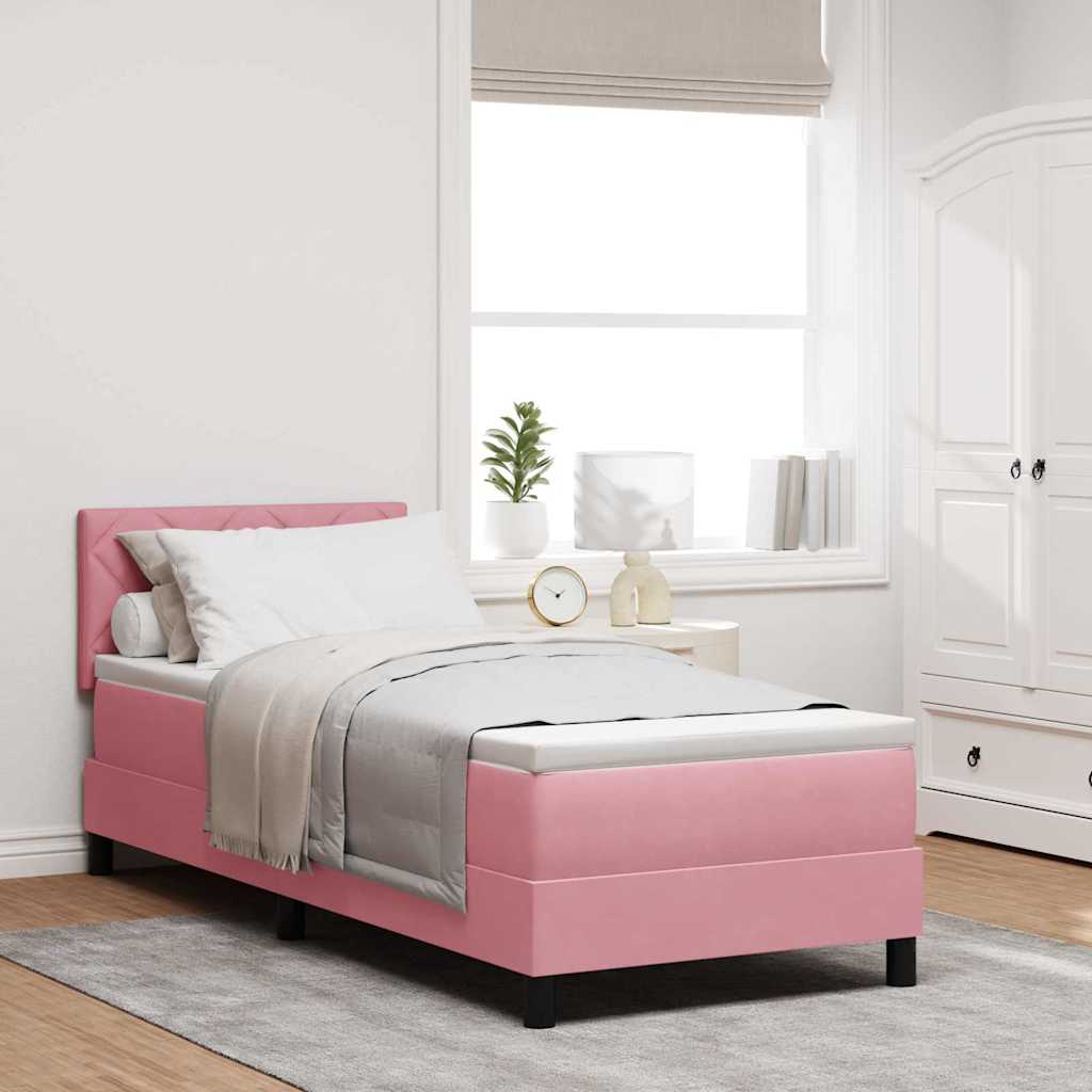 Box spring seng med hovedgærde Lyserød 80 x 200 cm Fløjl