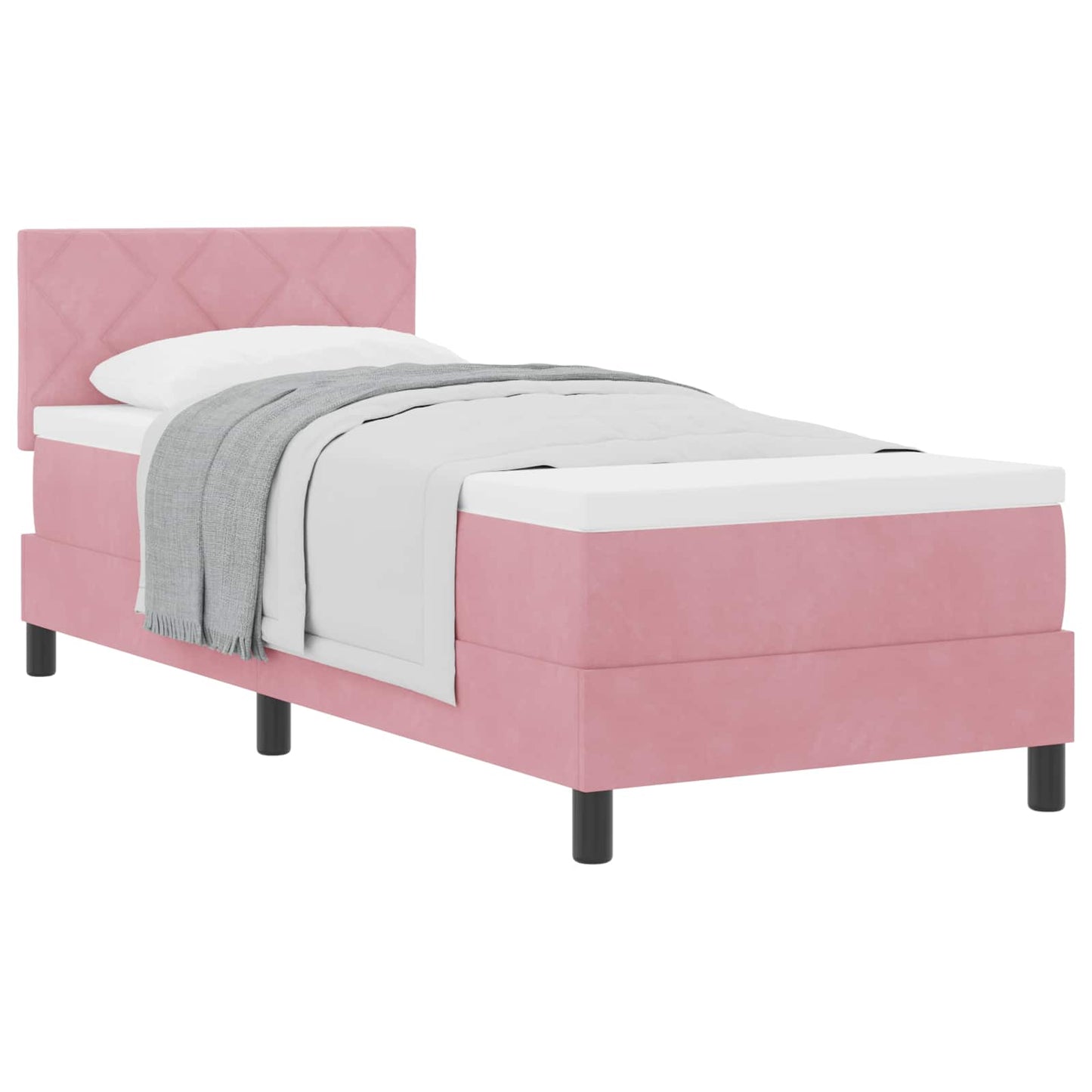 Box spring seng med hovedgærde Lyserød 80 x 200 cm Fløjl