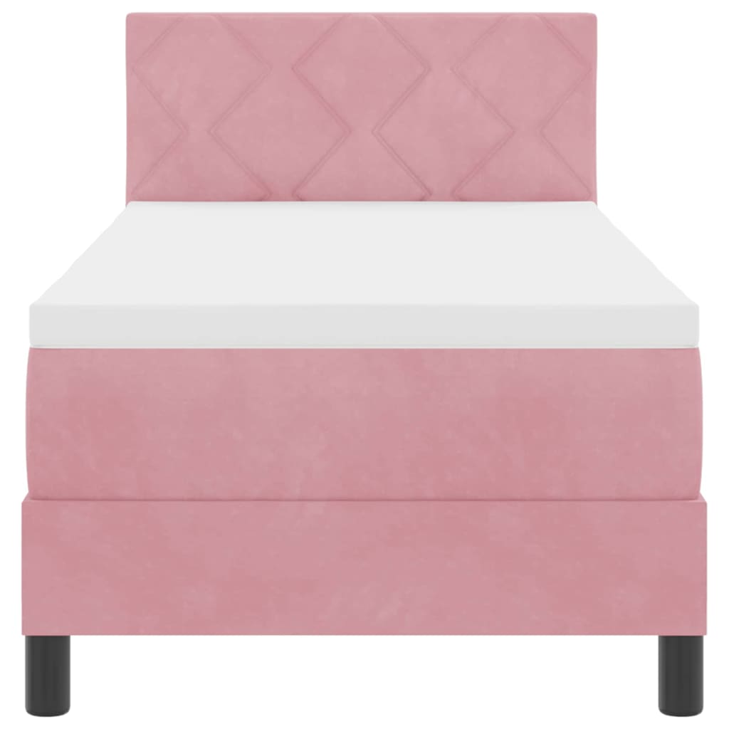 Box spring seng med hovedgærde Lyserød 80 x 200 cm Fløjl