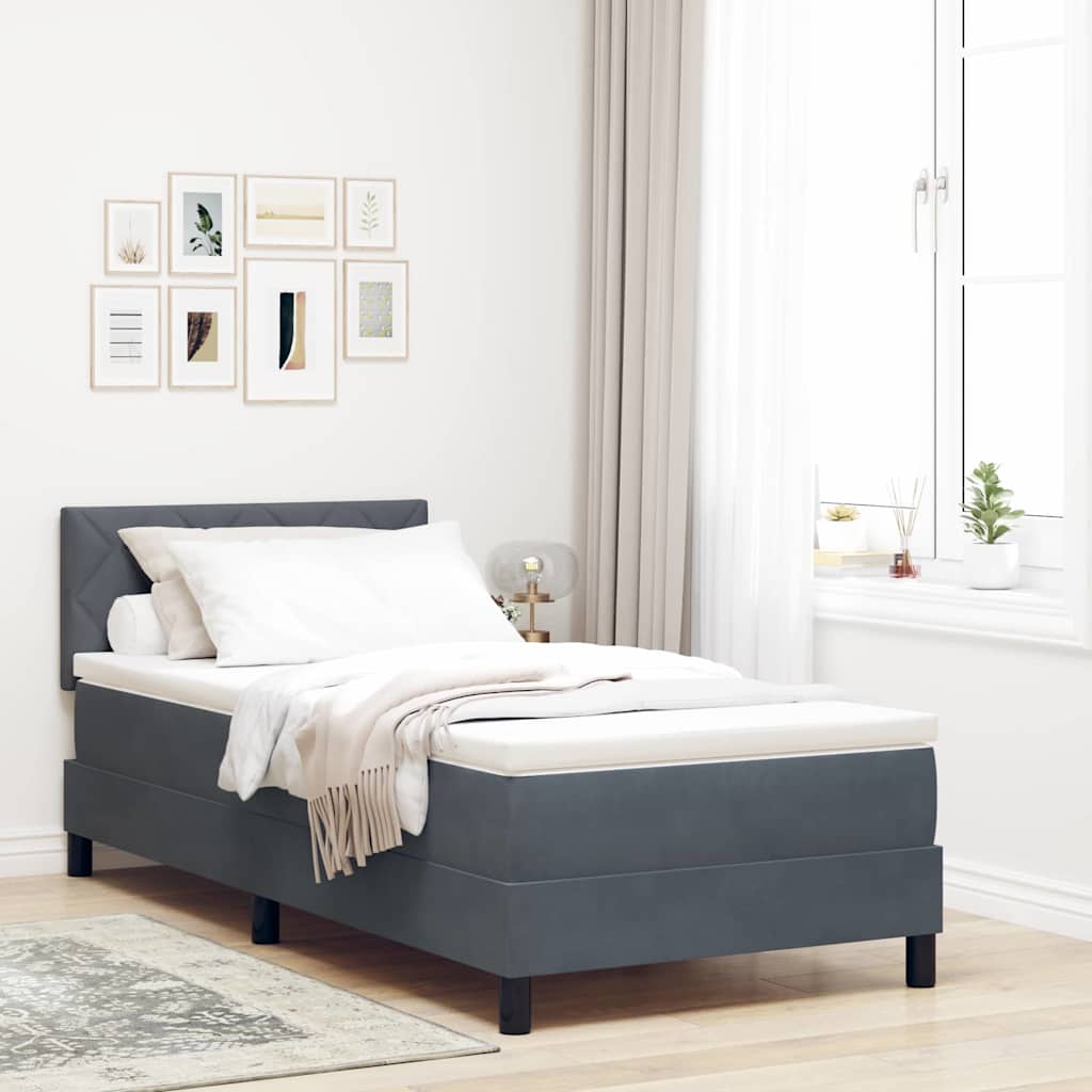 Box spring seng med hovedgærde Mørkegrå 100 x 200 cm Fløjl