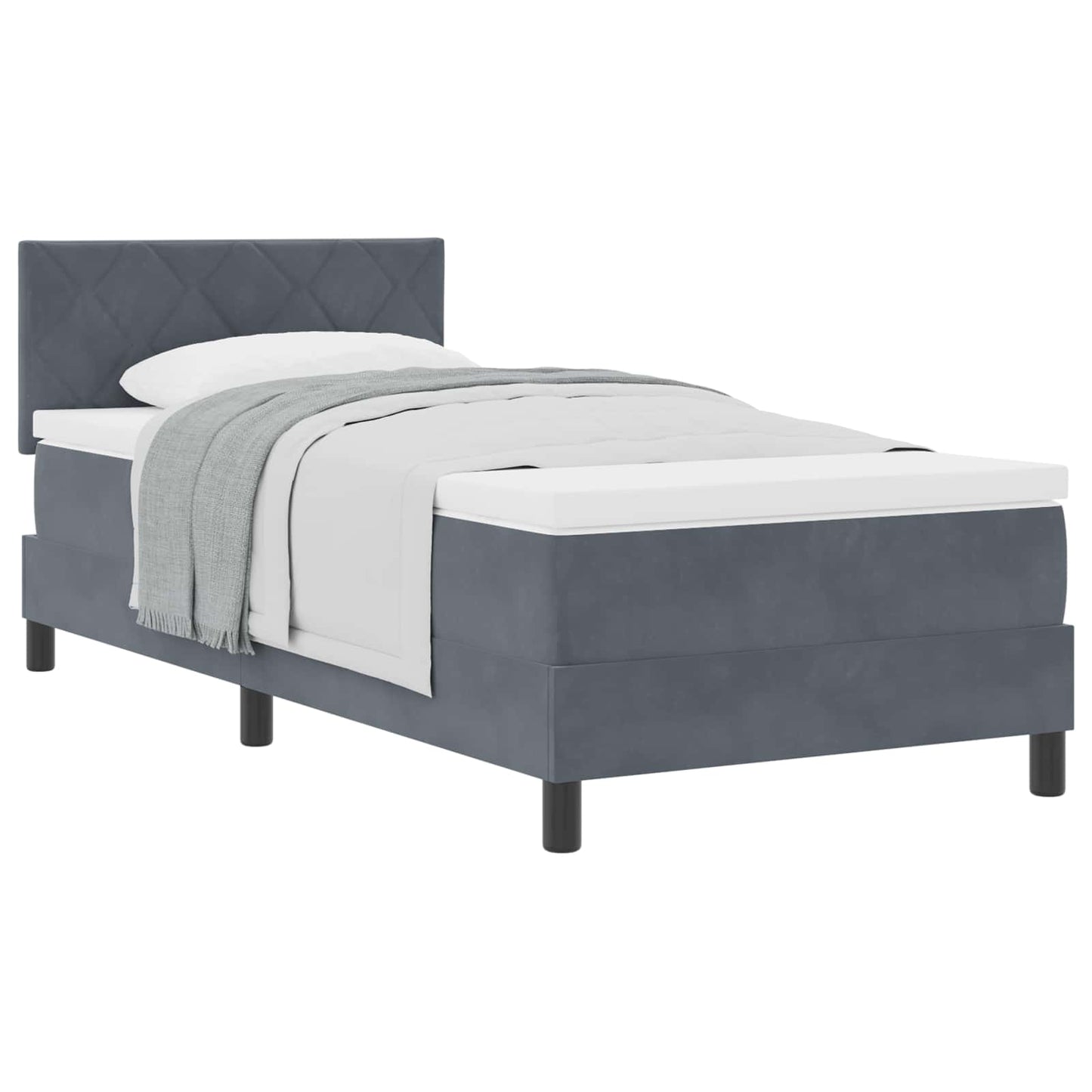 Box spring seng med hovedgærde Mørkegrå 100 x 200 cm Fløjl