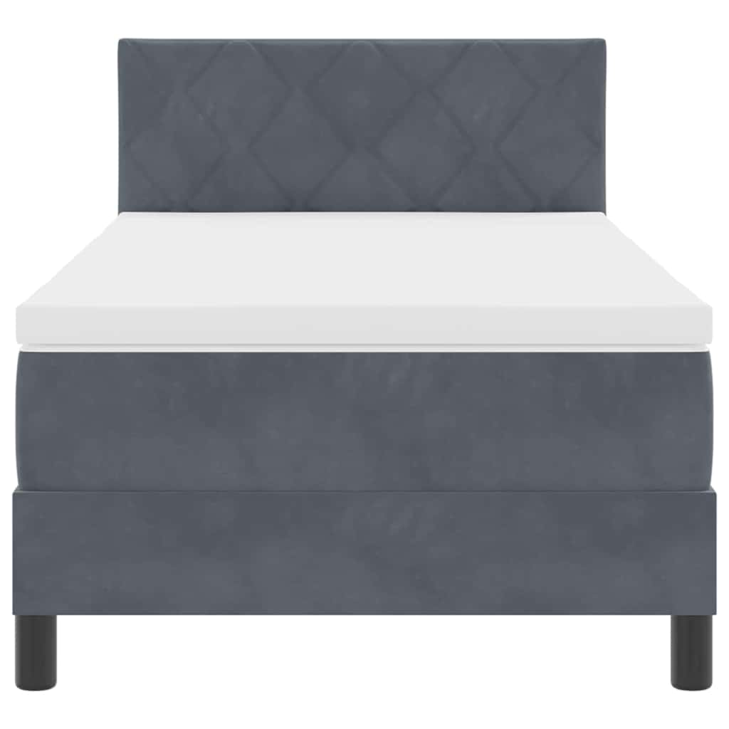 Box spring seng med hovedgærde Mørkegrå 100 x 200 cm Fløjl