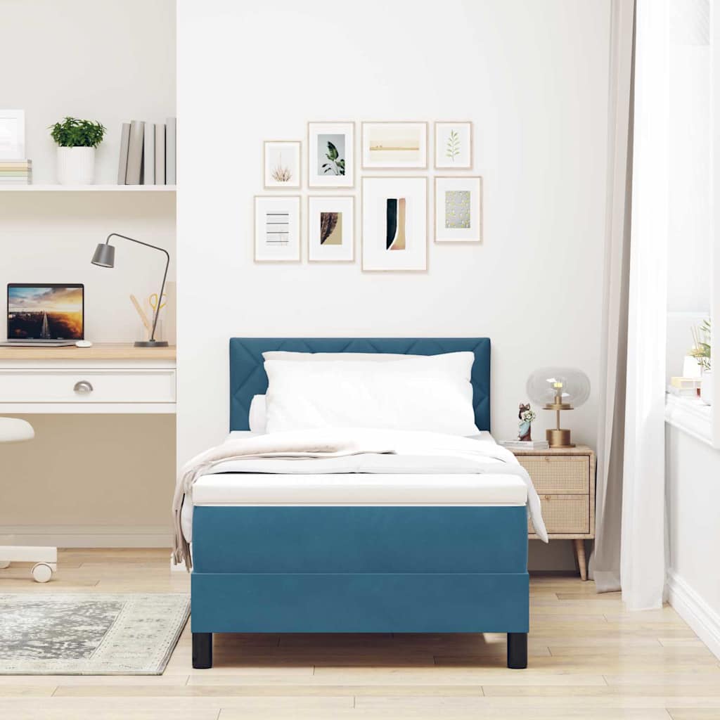 Box spring seng med hovedgærde Mørk blå 100 x 200 cm Fløjl